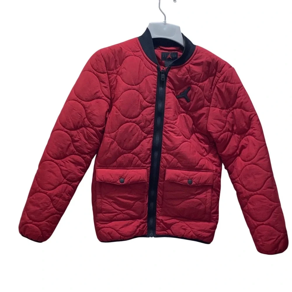 Jordan Boys XL Red Quilted Bomber Jacket Jumpman Air Jordan 23 Full Zip Coat